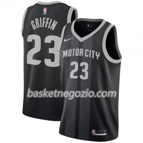 Canotte Uomo Detroit Pistons Blake Griffin 23 2018-19 Nike City Edition Nero Blu Swingman